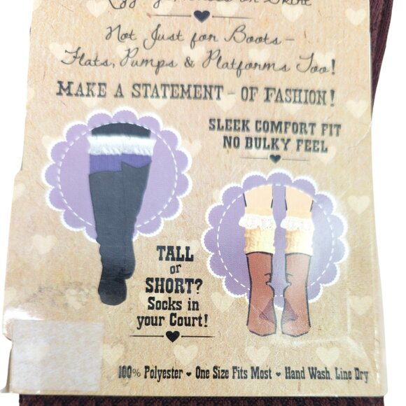 Britt's Knits Women's Brown And Cream Lace Cozy & Chic Boot Socks - Picture 3 of 5